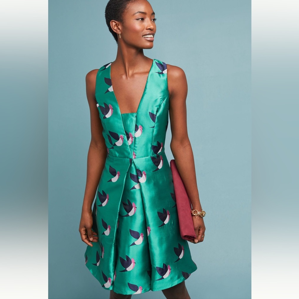 ANTHROPOLOGIE / EVA FRANCO Green Birdie Dress - Sz 0